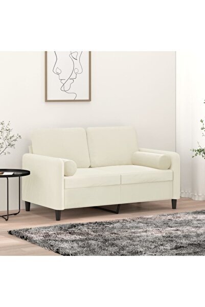 Concept Perne decorative, 2 buc., crem, Ø15x50 cm, catifea