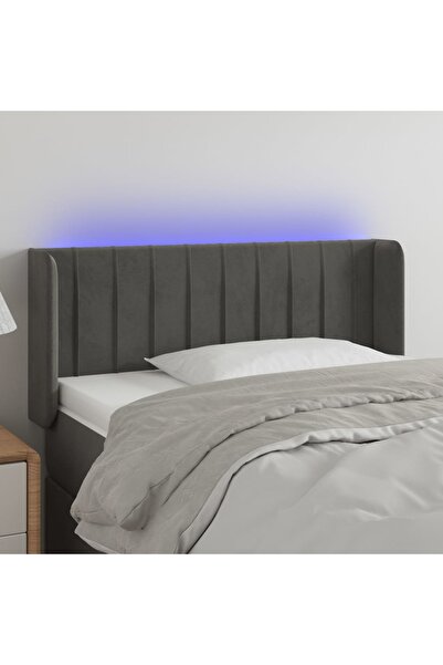 Concept Tăblie de pat cu LED, gri închis, 83x16x78/88 cm, catifea