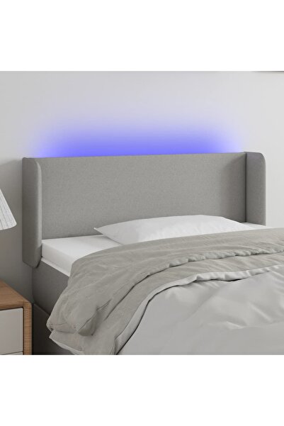 Concept Tăblie de pat cu LED, gri deschis, 93x16x78/88 cm, textil