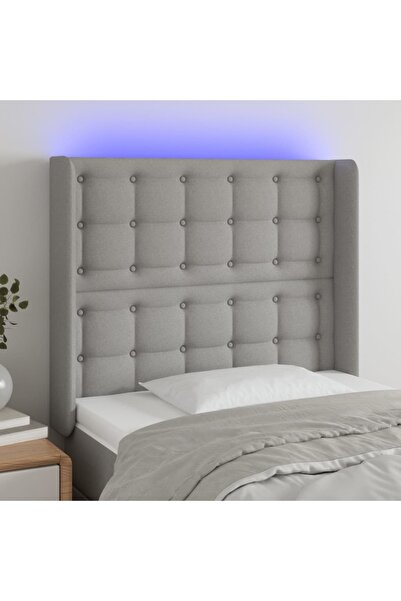 Concept Tăblie de pat cu LED, gri deschis, 103x16x118/128 cm, textil