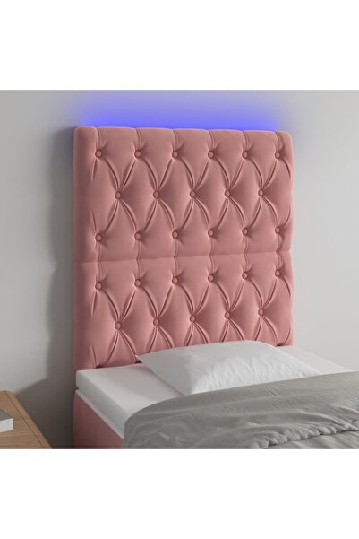 Concept Tăblie de pat cu LED, roz, 80x7x118/128 cm, catifea