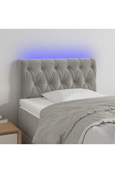 Concept Tăblie de pat cu LED, gri deschis, 80x7x78/88 cm, catifea