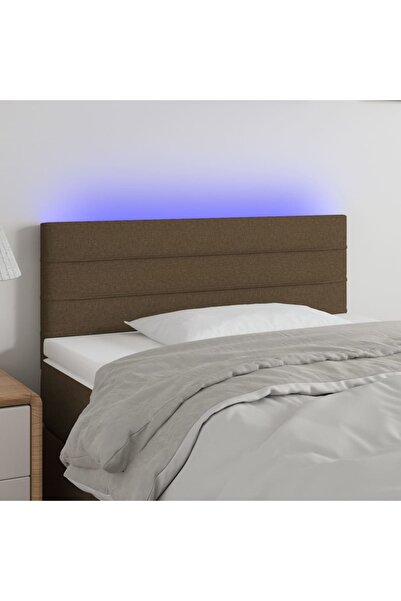 Concept Tăblie de pat cu LED, maro închis, 90x5x78/88 cm, textil