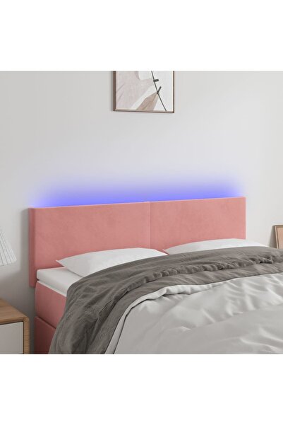 Concept Tăblie de pat cu LED, roz, 144x5x78/88 cm, catifea