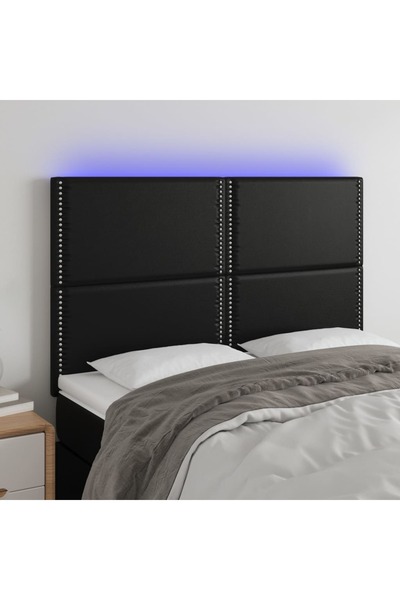 Concept Κεφαλάρι LED, μαύρο, 144x5x118/128 cm, οικολογικό Δερμάτινο