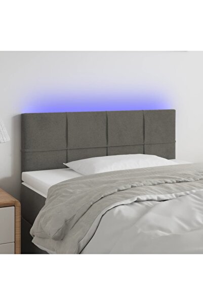 Concept Tăblie de pat cu LED, gri închis, 90x5x78/88 cm, catifea