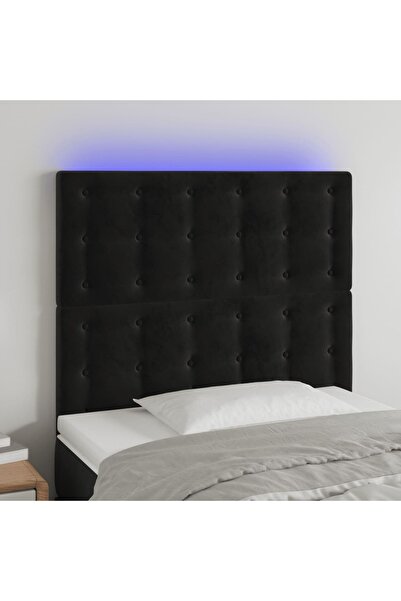 Concept Tăblie de pat cu LED, negru, 100x5x118/128 cm, catifea