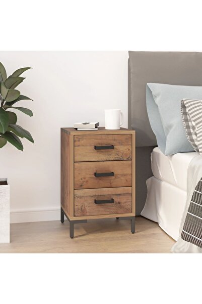 Concept Noptieră, maro, 36x30x54 cm, lemn de pin masiv reciclat