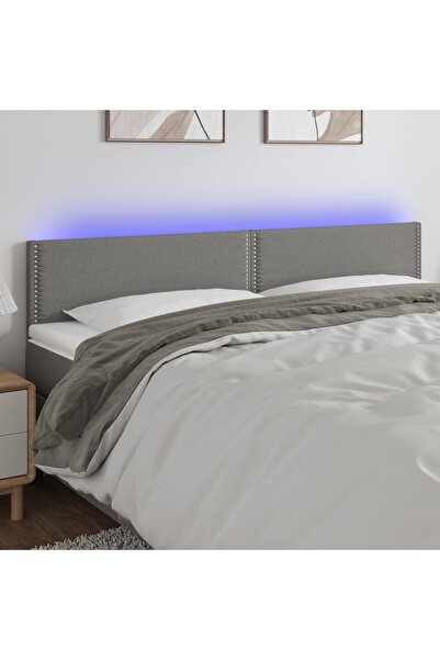 Concept Tăblie de pat cu LED, gri închis, 200x5x78/88 cm, textil