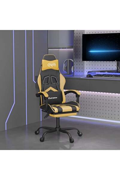 Concept Περιστρεφόμενη καρέκλα gaming/υποπόδιο μαύρο/χρυσό Δερμάτινο