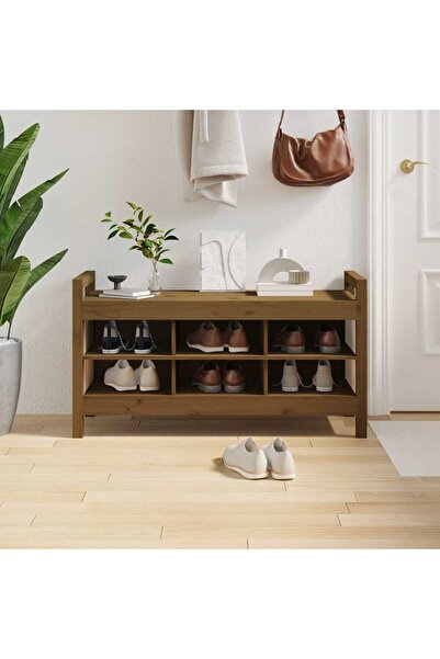 Concept Πάγκος διαδρόμου, μελί καφέ, 110x40x60 εκ., μασίφ ξύλο πεύκου