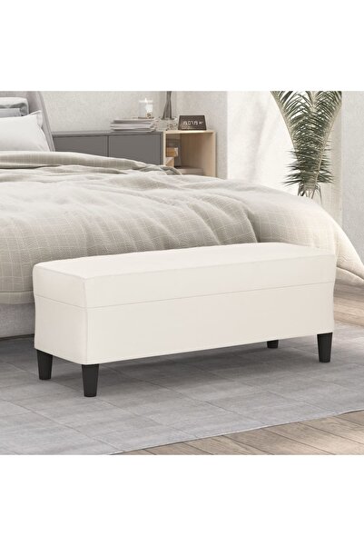 Concept Πάγκος, κρεμ, 100x35x41 cm, οικολογικό Δερμάτινο