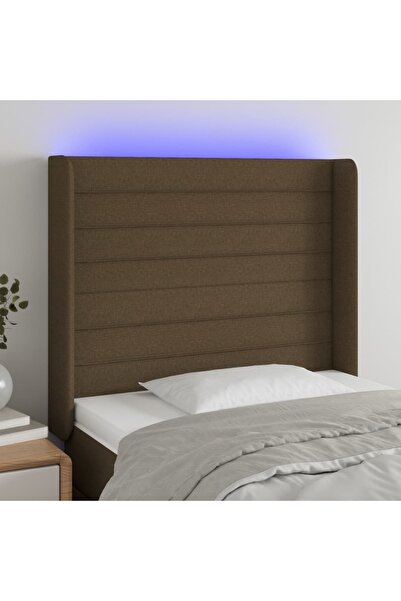 Concept Κεφαλάρι LED, σκούρο καφέ, 93x16x118/128 cm, ύφασμα