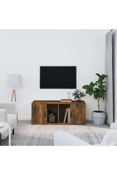 Concept Comodă TV, gri beton, 100x35x40 cm, lemn prelucrat