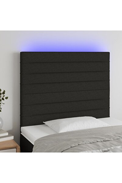 Concept Tăblie de pat cu LED, negru, 100x5x118/128 cm, textil