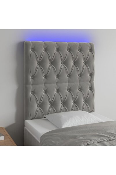 Concept Κεφαλάρι LED, ανοιχτό γκρι, 80x7x118/128 cm, Βελούδο