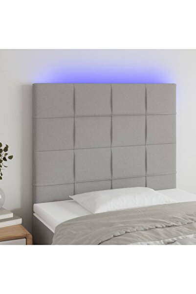 Concept Tăblie de pat cu LED, gri deschis, 100x5x118/128 cm, textil
