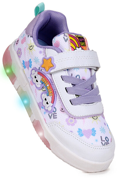Kiko Kids Bulut Velcro Lighted Girls' Daily Sports Shoes