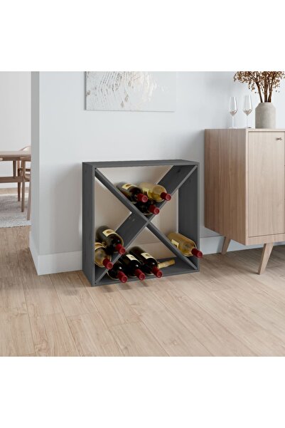 Concept Dulap de vinuri, gri, 62x25x62 cm, lemn masiv de pin