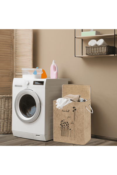 Less Home Keçe Fermuarlı Kirli Sepet Bej