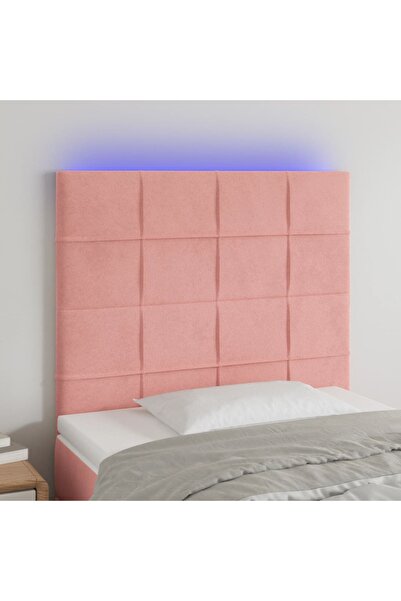 Concept Tăblie de pat cu LED, roz, 100x5x118/128 cm, catifea