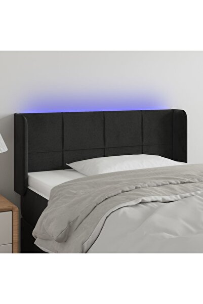 Concept Tăblie de pat cu LED, negru, 93x16x78/88 cm, catifea