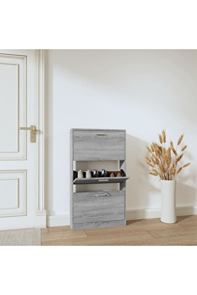 Concept Pantofar, gri sonoma, 59x17x108 cm, lemn prelucrat