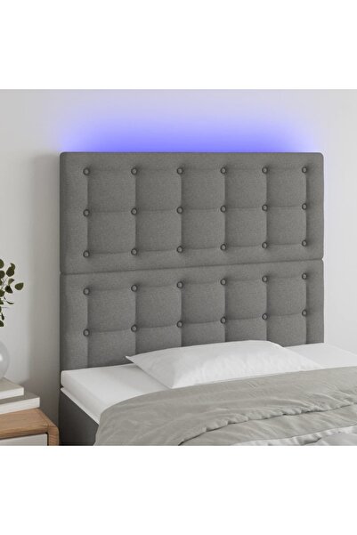 Concept Tăblie de pat cu LED, gri închis, 100x5x118/128 cm, textil