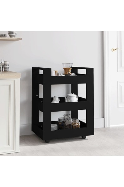 Concept Τροχήλατο τρόλεϊ κουζίνας, μαύρο, 60x45x80 cm, επεξεργασμένο ξύλο