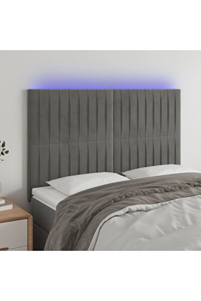 Concept Κεφαλάρι LED, ανοιχτό γκρι, 144x5x118/128 cm, Βελούδο