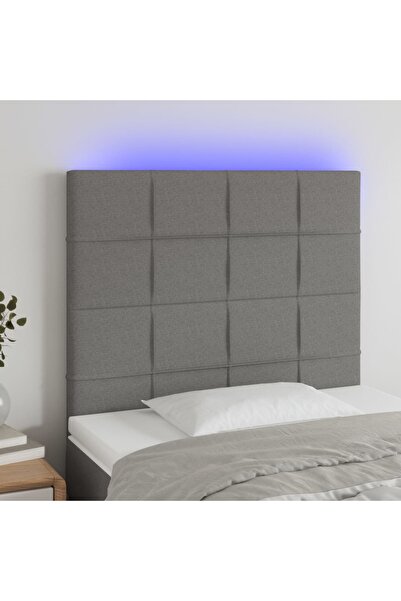 Concept Tăblie de pat cu LED, gri închis, 100x5x118/128 cm, textil