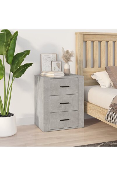 Concept Noptieră, gri beton, 50x36x60 cm, lemn prelucrat