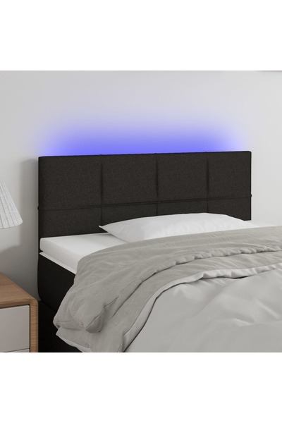 Concept Tăblie de pat cu LED, negru, 100x5x78/88 cm, textil