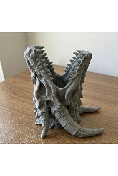 İKONİXPET Ejderha Kafası Kalemlik Dragon Skull Masaüstü Dekor Fantastik Organ...
