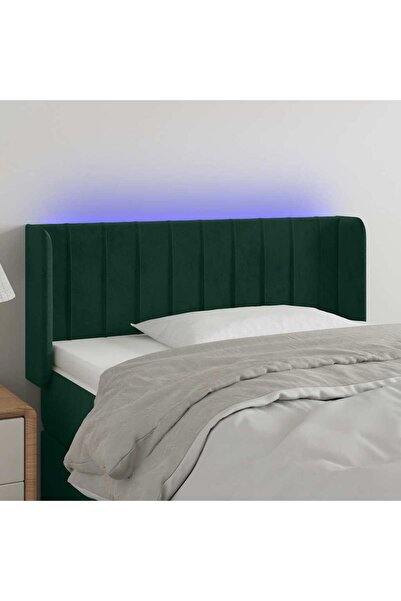 Concept Tăblie de pat cu LED, verde închis, 103x16x78/88 cm, catifea