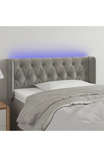 Concept Tăblie de pat cu LED, gri deschis, 93x16x78/88 cm, catifea