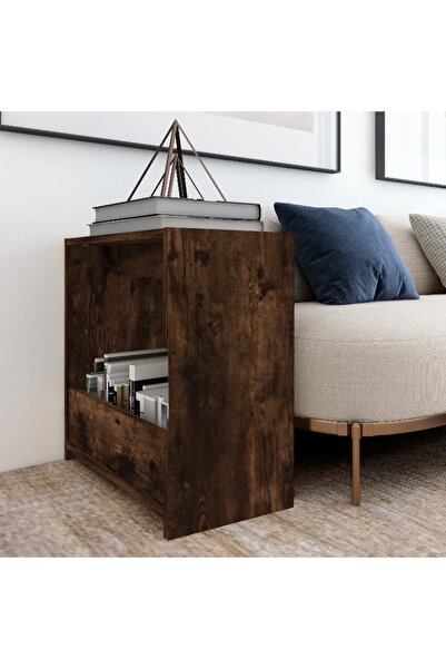 Concept Masă laterală, stejar fumuriu, 50x26x50 cm, lemn compozit