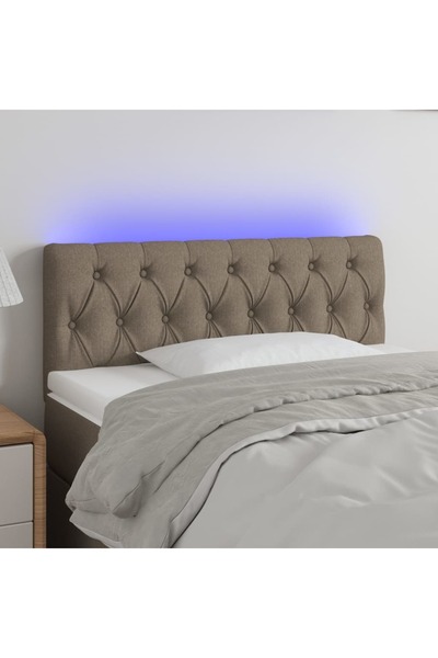 Concept Tăblie de pat cu LED, gri taupe, 100x7x78/88 cm, textil