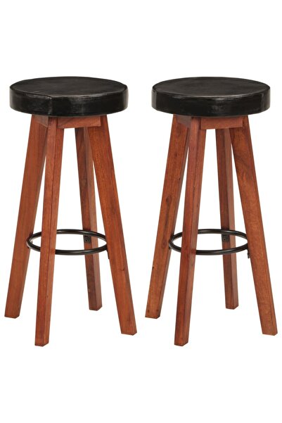 Concept Scaune de bar, 2 buc., piele naturală și lemn masiv de acacia