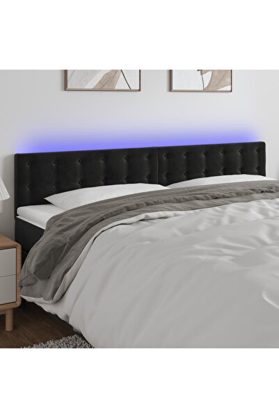 Concept Tăblie de pat cu LED, negru, 180x5x78/88 cm, catifea