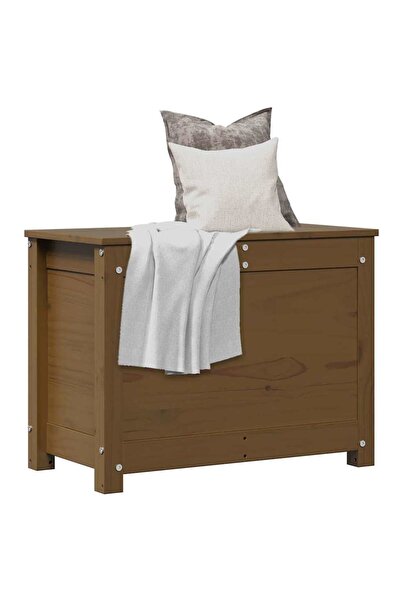 Concept Κουτί αποθήκευσης, μελί καφέ, 60x32x45,5 cm, μασίφ ξύλο πεύκου