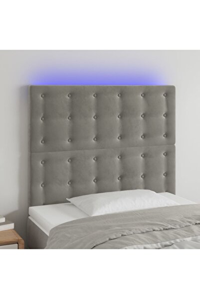 Concept Tăblie de pat cu LED, gri deschis, 100x5x118/128 cm, catifea