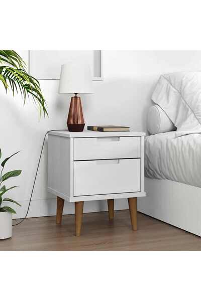 Concept Noptieră, alb, 40x35x48 cm, lemn masiv de pin