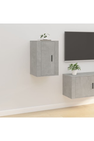 Concept Επιτοίχιο έπιπλο τηλεόρασης, γκρι χρώματος τσιμέντου, 40x34,5x60 εκ.