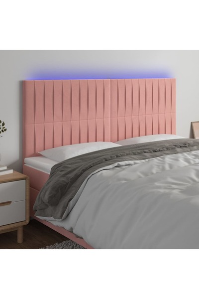 Concept Tăblie de pat cu LED, roz, 180x5x118/128 cm, catifea