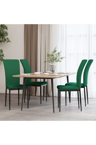 Concept Καρέκλες κουζίνας, 4 τεμ., σκούρο πράσινο, Βελούδο