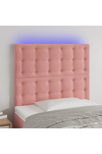 Concept Tăblie de pat cu LED, roz, 90x5x118/128 cm, catifea