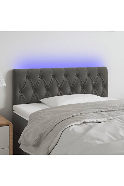 Concept Tăblie de pat cu LED, gri închis, 90x7x78/88 cm, catifea
