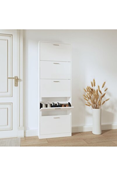 Concept Pantofar, alb extralucios, 59x17x169 cm, lemn compozit