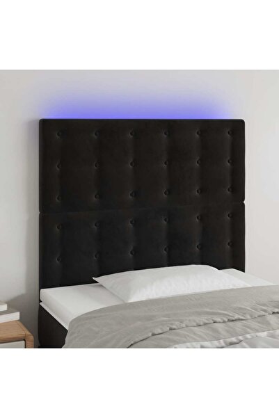 Concept Tăblie de pat cu LED, negru, 90x5x118/128 cm, catifea